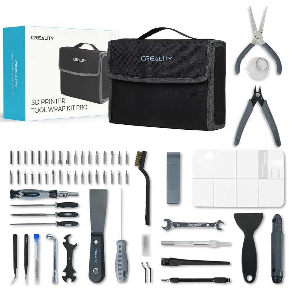 Creality Official 3D Printer Tools Kit, 74 Pcs in 1 3D Printing Tool Wrap Kit Assembly/Removal/Finishing/Filament Cutting Tool with Nozzle Cleaning Kit for All FDM Printers