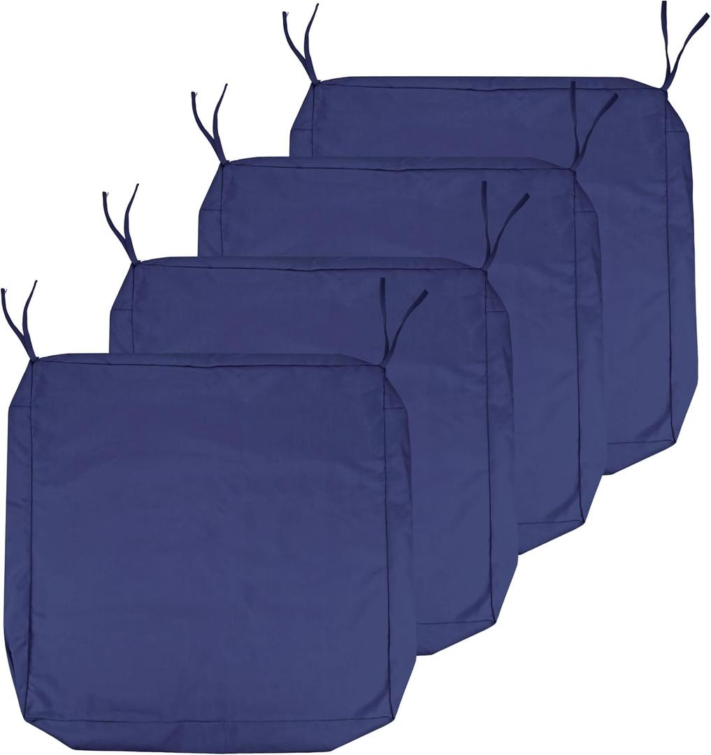 Outdoor Cushion Covers Replacement 19x19x3In, Patio & Sofa Cushion Covers with Handle & Adjustable Straps, Waterproof, Set of 4, Bavy Blue