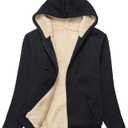 SWISSWELL Hoodies for Women Winter Fleece Sweatshirt - Full Zip Up Thick Sherpa Lined Hooded Jacket (Black, M)