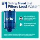 PUR Plus Vertical Faucet-Mount Water Filtration System, Lead-Reducing Filter, Easy Installation, 100-Gallon Capacity, Compatible with External Aerators, Grey
