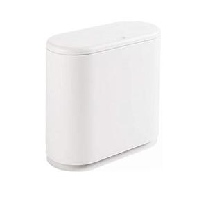 12 Liter Rectangular Plastic Trash Can with Press Top Lid,White Modern Wastebasket Thin Trash Cans,3.2 Gallon Garbage Container Bin for Bathroom,Bedroom,Kitchen,Office and Powder Room