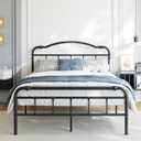 BOSRII 18 Inch Full Size Metal Bed Frame with Headboard and Footboard Heavy Duty Platform Bed Vintage Iron Wrought Frames Steel Slats, Easy Assembly, No Box Spring Needed, Noise Free, Black