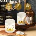7oz Ramadan Mubarak Candles 4 Pcs Ramadan Gifts Large Jar Eid Mubarak Scented Candles Muslim Scented Light Islamic Party Favors Gifts for Home Muslim Islam Festival Decor(White Gold)