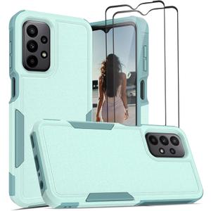 Jeylly for Samsung Galaxy A23 Case, [3 in 1] Heavy Duty Full Body Rugged Shockproof Protection Hybrid Rubber Bumper Protective Women Girls Boys Men Cover for Galaxy A23 / Galaxy A23 5G, Turquoise