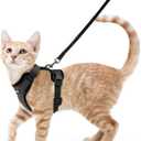 rabbitgoo Cat Harness and Leash for Walking, Escape Proof Soft Adjustable Vest Harnesses for Cats, Easy Control Breathable Reflective Strips Jacket, Black, XS