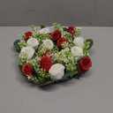 NUPTIO Flower Wedding Centerpieces for Tables - 10 Pcs 14 inch Diam Large Crimson & White Artificial Flowers Fake Roses Candle Rings Wreaths Spring Summer Wreath for Front Door Weddings Party Decor