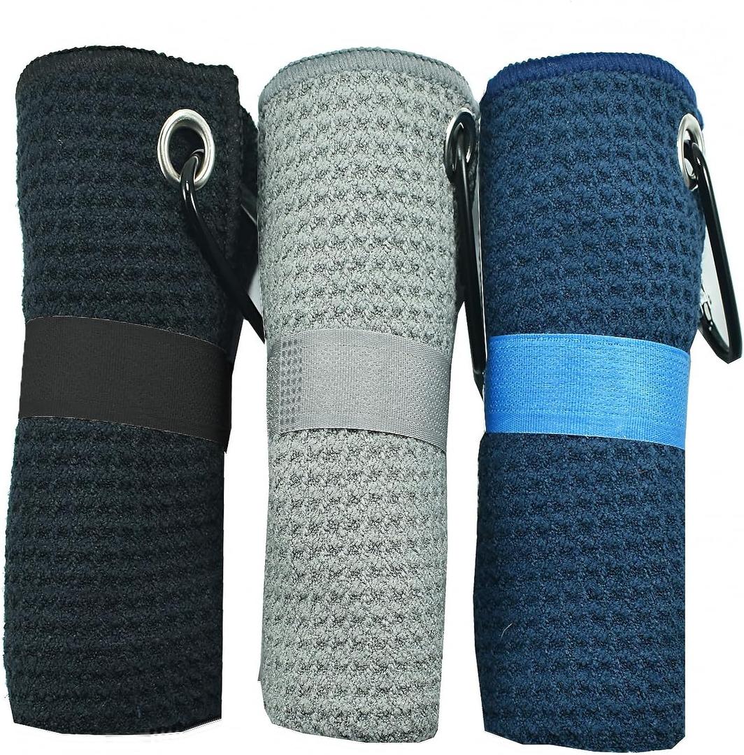 Golf Gifts for Men, Golf Towel Gift Set - 3-Pack Premium Golf Towels with Carabiners in a Stylish Gift Box, Perfect for Golf Lovers, Golf for Dad