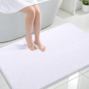 OLANLY Bathroom Rugs 44x32, Extra Soft Absorbent Chenille Bath Rugs, Rubber Backing Quick Dry, Machine Washable Bath Mats for Bathroom Floor, Tub and Shower, Home Decor Accessories, White