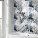 10pcs Thick Marble Peel and Stick Waterproof Wall Panels,Heat-Resistant Backsplash Tile, 23.6"x11.8" PVC Foam Wall Sticker for Kitchen,Living Rooms,TV Walls,Blue and Gold (Not Real Tile 19.4Sq. Ft.), 23.6" x 11.8" x 4MM x 10Pack