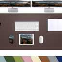 Leather Desk pad Protector, Large Desk mat with Natural Cork & PU Leather,Mouse pad,Non-Slip Office Desk Mat,Waterproof Desk Writing Pad for Office and Home (47in*17in,Coffee)