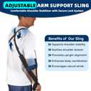 5702957 Arm Sling, Adjustable shoulder Strap with 4-Lab Lock, Breathable fabric for All-Day Comfortable, Black (Large: Height 5'10"-6'4",Weight 180-235 lb) (Black)