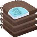 Chair Cushions for Dining Chairs, Non Slip Chair Pads with Ties and Washable Covers, Memory Foam Kitchen Chair Cushions Set of 4, 16"X16"X2.5", Brown