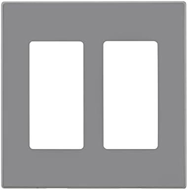 Leviton 2-Gang Decora Plus Screwless Wallplate, 80309-LG, Light Gray