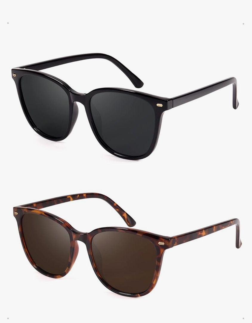 FIMILU 2 Packs Sunglasses for Women Polarized UV400 Protection Lens Big Frame Fashion Glasses Trendy Stylish Shade