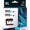 910XL Black Ink Cartridges Replacement for HP 910 XL Compatible with HP OfficeJet Pro 8025e 8028e 8035e 8025 8028 8035 Work with OfficeJet 8015e 8020 8022e (2-Pack Black)