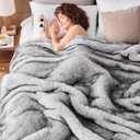 Heated Electric Blanket Twin, Octrot 60"X80" Faux Fur Heating Blanket Luxury Christmas Gifts Heavy Plush with 10 Heats Levels & 8 Hours Auto Off,Super Cozy Warm Fuzzy,Fluffy Decor Winter Warming,Grey