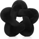 Knot Plush Throw Pillow Handmade Knotted Star Pillow Soft Sofa Lumbar Cushion Stuffed Star Cushion Home Office Children Room Decor, Black (12.59 inches)