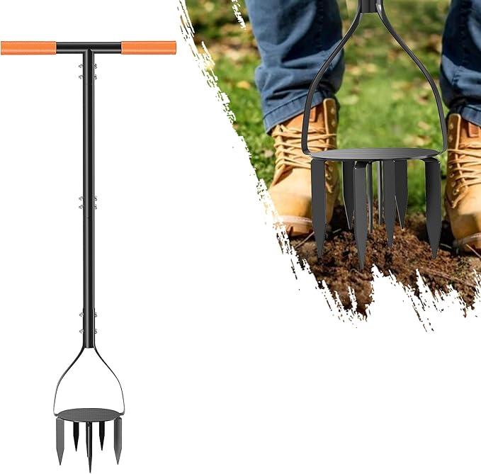 Jardineer Hand Tiller Cultivator, Twist Tiller Garden Claw Heavy Duty, Manual Soil Tiller for Flower Box and Raised Bed