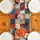 Artoid Mode Checkered Stars Stripes 210 GSM 4th of July Table Runner, Memorial Day Kitchen Dining Table Decoration for Home Party Decor 13x72 Inch