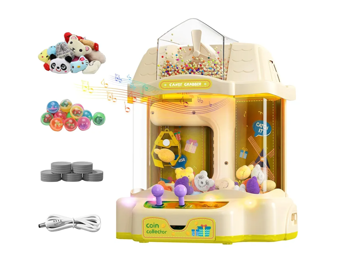 Claw Machine for Kids with Toys Inside, Mini Vending Machine Candy Prize Grabber with LED Light and Adjustable Music, Arcade Games Machines for Home 3+ Year Old Boys and Girls(Green)
