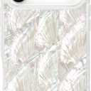 SCORPIFY for iPhone 17 Pro Case [Compatible with MagSafe] with Genuine Natural Mother of Pearl Design and Seashell Pattern, Cute Clear Magnetic Phone Cover Bumper for Women Girls and Men