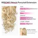 REECHO Ponytail Extension, 24" Claw Clip in Long Curly Wavy Ponytail Hair Extension Jaw Clip on Pony Tails Hairpiece for Women - Dark Blonde with Light Ends