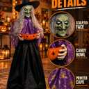 Halloween Witch Animatronic with Candy Bowl, Moving Head & Mouth, Sound