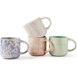 12 OZ Coffee Mugs Set of 4, Modern Ceramic Coffee Mugs Set with handle for Tea/Latte/Cappuccino/Milk/Cocoa. (colorful)