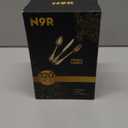 N9R 120PCS Gold Plastic Silverware, Disposable Silverware Include 40 Forks, 40 Spoons, 40 Knives, Gold Cutlery Set Disposable for Party, Wedding and Daily Use