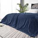 BEDELITE Fleece Blanket King Size  3D Ribbed Jacquard Soft and Warm Decorative Fuzzy Blankets  Cozy, Fluffy, Plush Lightweight Throw Blankets for Couch, Bed, Sofa(Navy Blue, 108x90 inches)