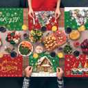 Christmas Placemats Table Placemats Set of 6 Plastic Seasonal Table Mats Decoration Washable Red and Green Winter Xmas Holiday Decoration for Kids Home Kitchen Dining Room Housewarming Gifts