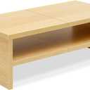 TEAMIX 2 Tiers Desktop Monitor Stand Riser 20 Inch Printer Stand with Storage Small TV Riser Laptop Wooden Desk Organizer Shelf Bookshelf Maple (Natural Maple, 2 Tiers)