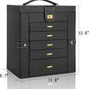 AKOZLIN Huge Jewelry Box Organizer Functional Extra Large Leather Jewelry Storage Case for Women Girls Ring Necklace Earring Bracelet Holder Organizer with Mirror Black