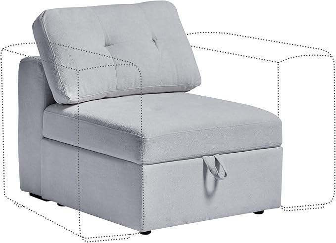 QHITTY Middle Module Seat for Modular Sofa Sectional Couch with Storage Armless Sofa Chair, Grey