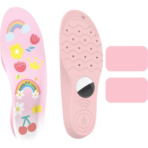 Insoles for Airtag Hidden Holder, Tracker Devise Case for Kids, Comfortable Inserts for Shoes, Pink Rainbow (Pink, 195-210mm Kid 13.5-Big Kid 2)