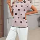 Zeagoo Womens Summer Short Sleeve Tops Crew Neck Pullover Sweaters Cap Sleeve Loose Dressy Casual Blouse Basic Clothes