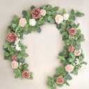 Lookein Artificial Rose Flower Garland Greenery Garland 5FT for Wedding Ceremony Backdrop Arch Flowers Table Centerpieces Decorations, Garden Dusty Rose