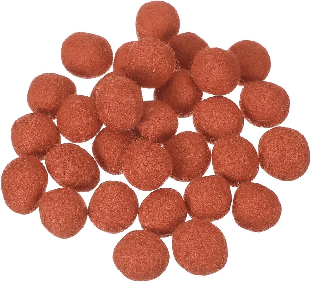 uxcell 30 Pcs Wool Felt Balls Beads, 0.8 Inch Felt Pom Poms for Crafts, Handmade Pompoms Bulk Small Bead for Nursery Handicrafts and DIY Art Decoration, Coffee