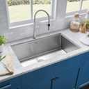 Kitchen Sinks 32x18 Inch Undermount Kitchen Sink Stainless Steel Sink 16 Gauge Single Bowl Set (5 Item Bundle: Sink, Bottom Grid, Drain Assembly, Drain Cap, Towel)