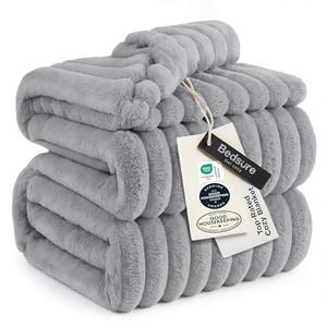 Bedsure GentleSoft King Size Blanket for Bed - Cozy Soft Blankets for Women, Cute Large Fleece Throws for Girls, Light Grey, 108x90 Inches