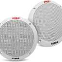 Pyle 6.5 Inch Dual Marine Speakers - 2 Way Waterproof and Weather Resistant Outdoor Stereo Sound System with 400 Watt Power, Polypropylene Cone and Butyl Rubber Surround - 1 Pair - PLMR605W(White)
