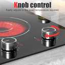 2 Burner Electric Cooktop, 12 Inch Countertop & Built-in Electrical Stovetop, 110V Electric Stove with Plug, Knob Control, 9 Power Level, 2000W(1400W+600W)