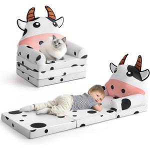 Kids Sofa Comfy, Adorable Animal Toddler Chair, Foldable Kids Couch with Removable Washable Cover, Soft & Breathable Fabric, No Assembly Needed, Foldable Baby Sofa(Dairy Cow) (Kids Sofa Dairy Cow)