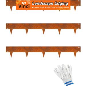 Vinci Landscape Edging Border, 40" L x 6" H 3Pack 10FT Total Rusted Corten Steel Garden Edging,Easy Installation,Sturdy Elegant Metal Lawn Broder for Flower Beds, Pathways, Paver Edges and Yard