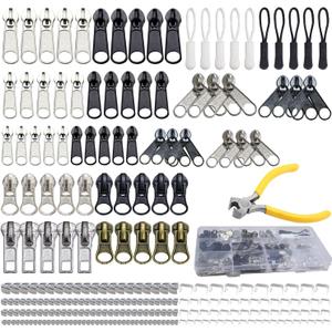 254 Pcs Zipper Repair Kit with Case Include Zipper Replacement and Pull, Universal Zippers Replacement kit for Cloting, Jackets, Coat, Boot, Backpack, Purse and Outdoor Gear