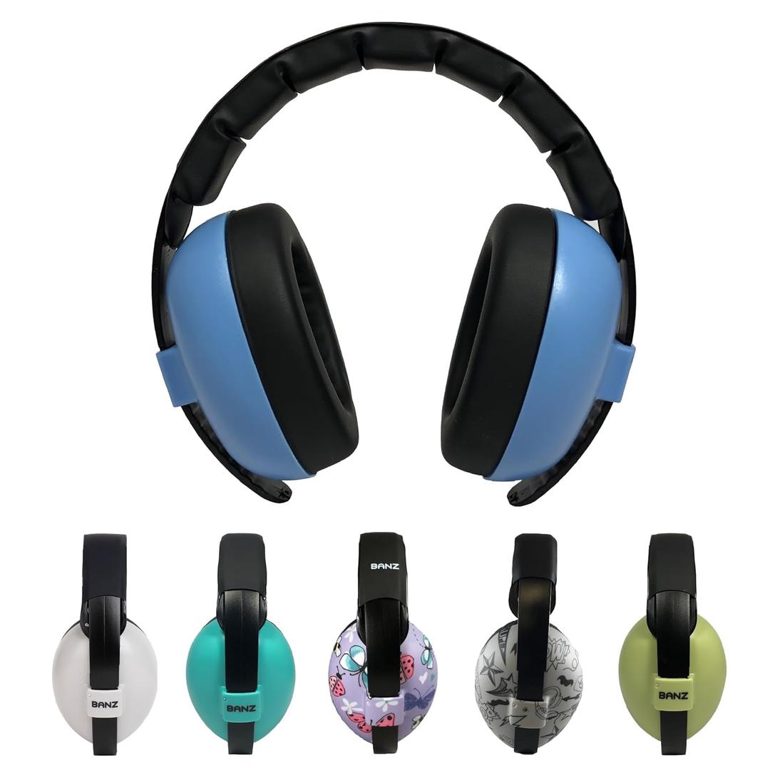 Baby BanZ Earmuffs Infant Hearing Protection  Ages 0-2+ Years  The Best Earmuffs for Babies & Toddlers  Industry Leading Noise Reduction Rating  Soft & Comfortable  Baby Ear Protection (Blue)