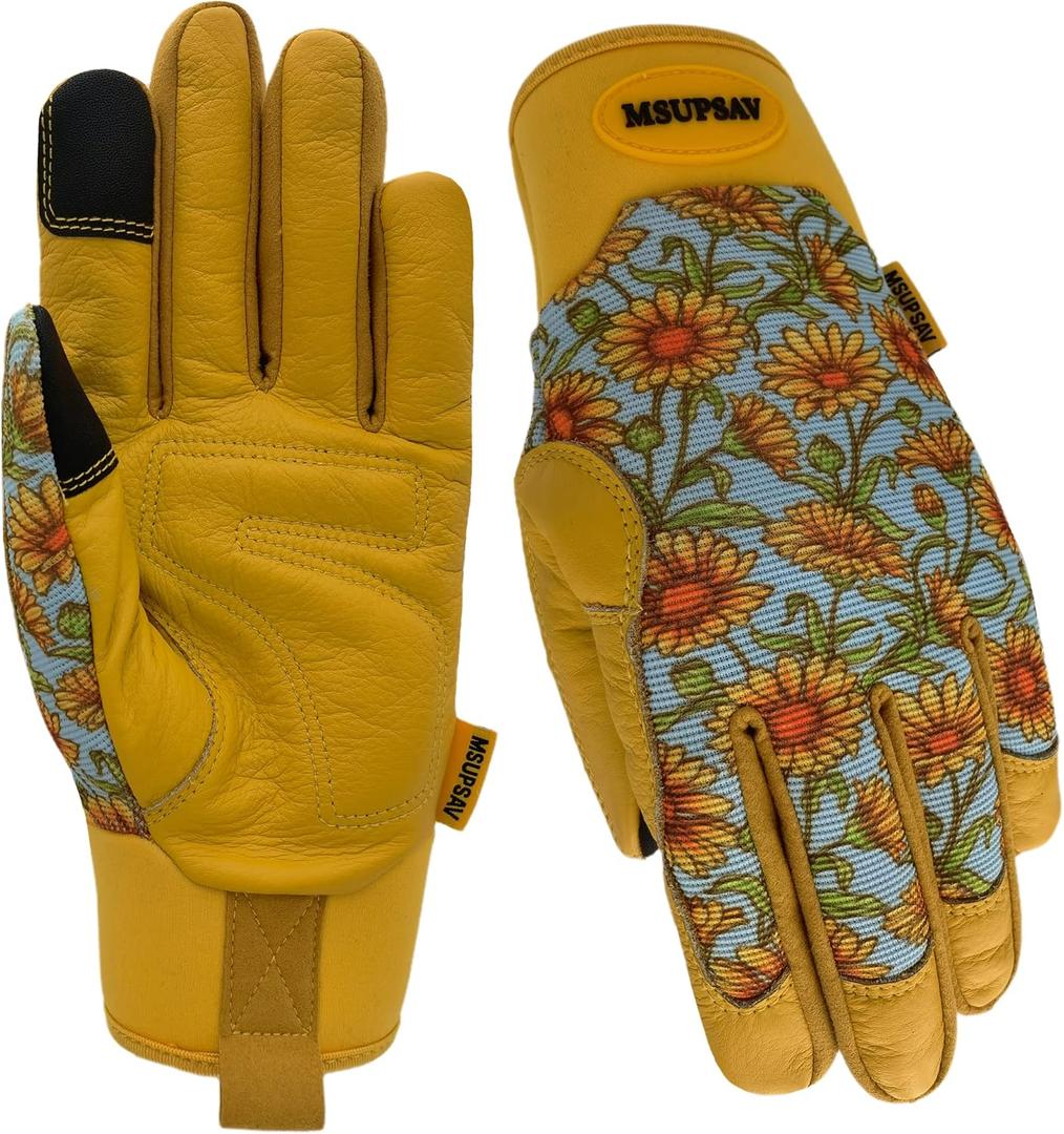 Thorn Proof&Puncture Resistant Gardening Gloves with Grip,Garden Glove for Women, Leather Yard Work Gifts, Small