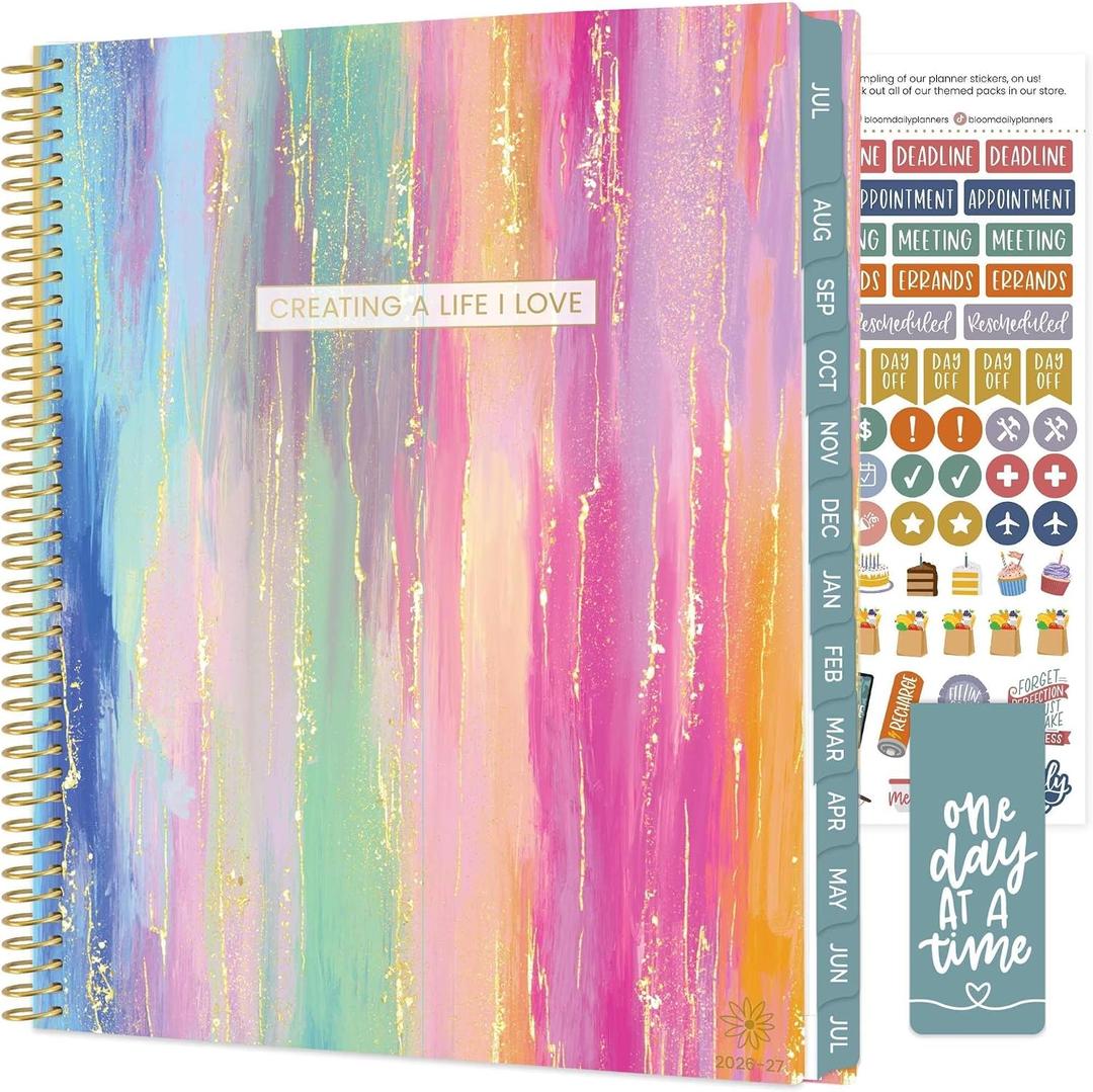 bloom daily planners 2026-2027 Planner (8.5” x 11") 13 Month Academic Year Organizer (July 2026 - July 2027) - Weekly & Monthly Agenda Book with Stickers & Tabs - Creating a Life I Love