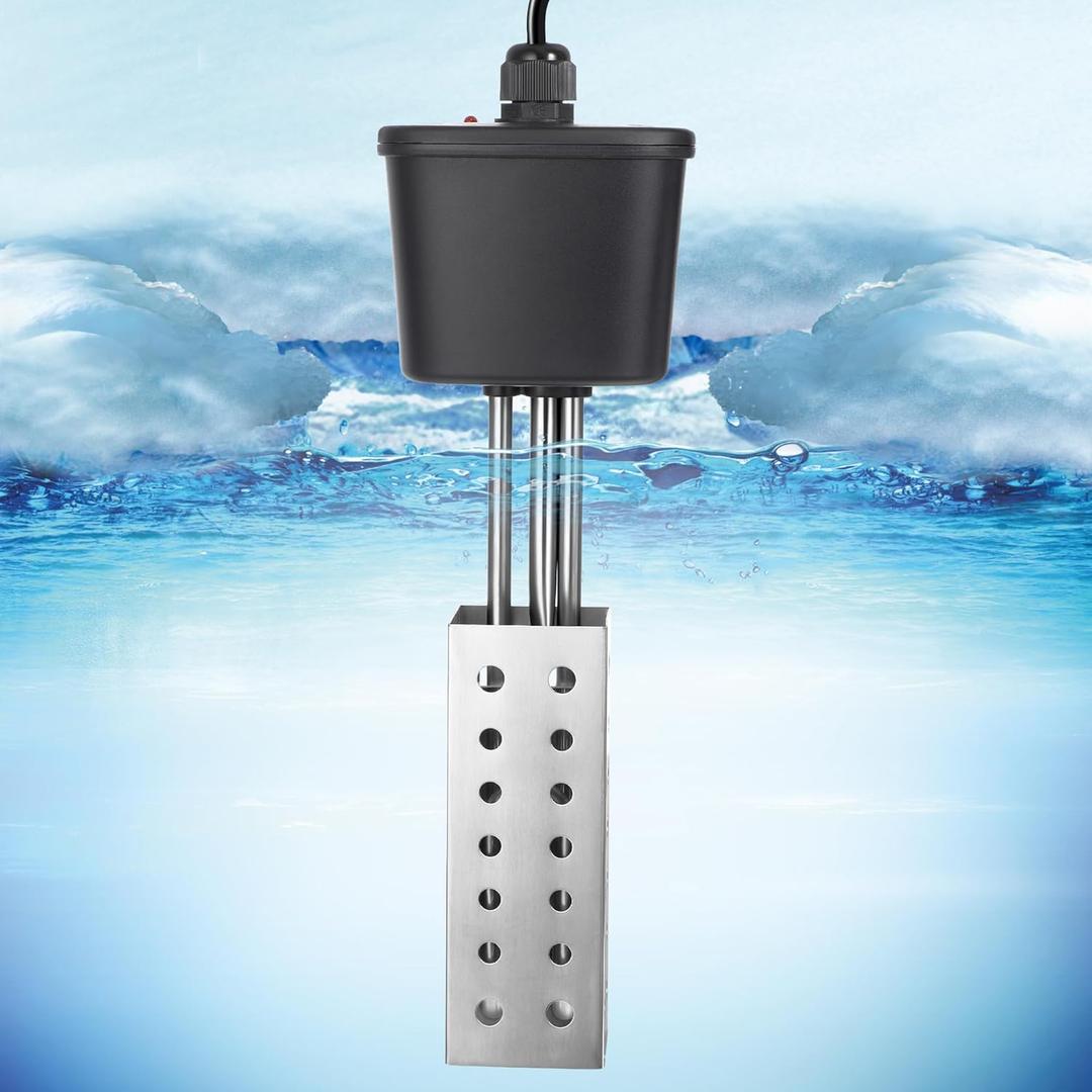 Saillong Pond Heater, Floating Deicer Heater for Outdoor Ponds, Koi Fish Warmer with Temperature Control and Power Indicator(500W, for Ponds from 100 to 250 gal)