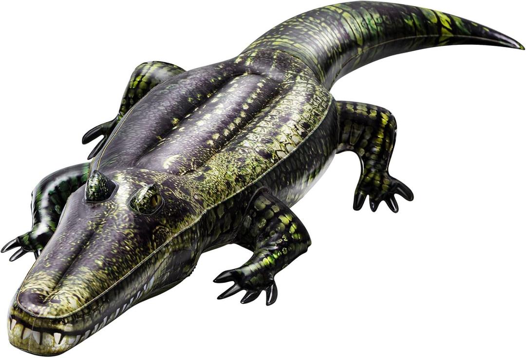 Liliful 1 Pcs 49 Inch Inflatable Alligator Pool Float Floating Alligator Decoy for Pool Long Inflatable Crocodile for Adults Swamp Safari Birthday Party Pond Garden Patio